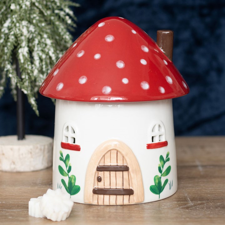 mushroom house ceramic oil and wax burner front view decorative home fragrance