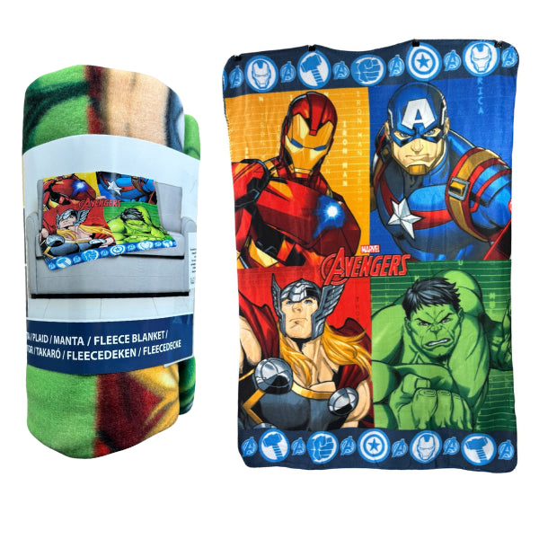 marvel avengers fleece blanket featuring vibrant superhero character artwork