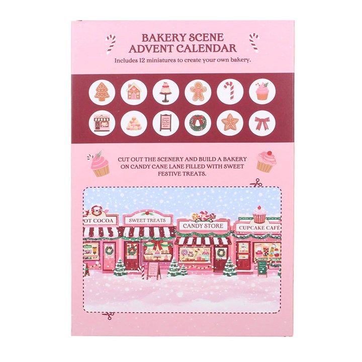 christmas street 12 day advent calendar with miniature festive houses and village scene rear view