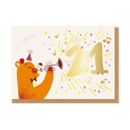 21st birthday card trumpet design by mei støyva a6 milestone greeting card blank inside with kraft envelope