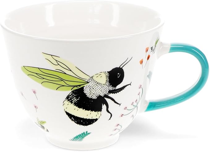bumblebee new bone china mug with summertime bee illustration and large capacity for hot drinks
