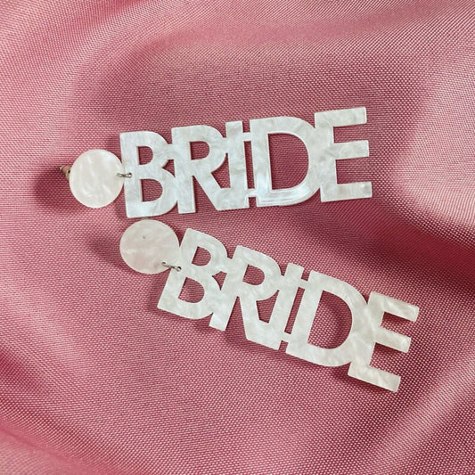 bride marble effect earrings with stud fastening designed for hen parties bridal showers and wedding celebrations