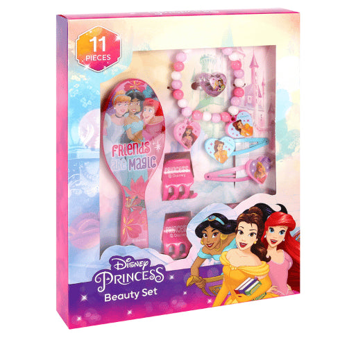 disney princess hair and beauty brush set with colourful hair accessories