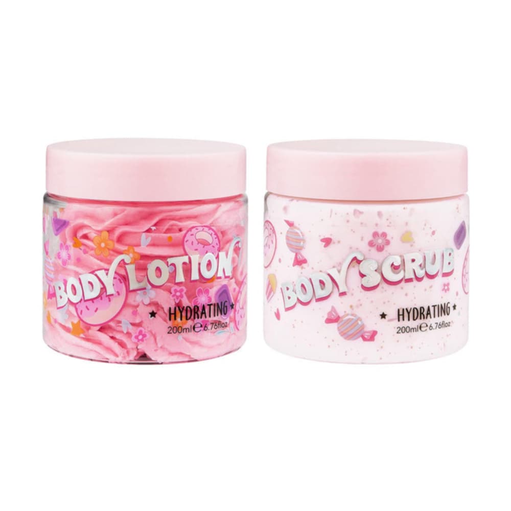 bubble t sweetea body scrub and body lotion, scrub with sugar crystals and oils, whipped lotion for soft, hydrated skin