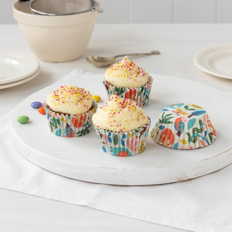 animals cupcake cases set of fifty displayed together showing animal themed paper baking cases
