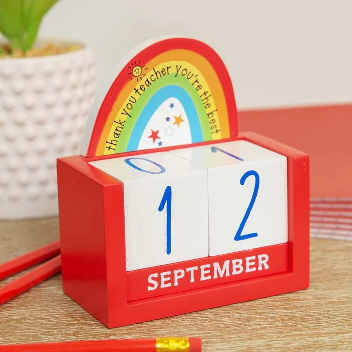 thank you teacher perpetual desk calendar with freestanding design and heartfelt message