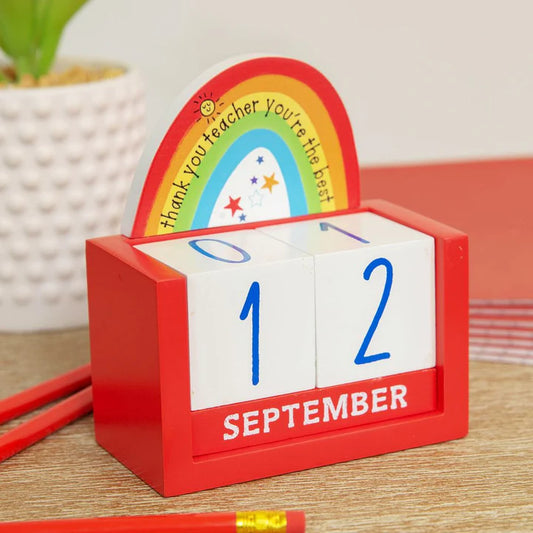 thank you teacher perpetual desk calendar with freestanding design and heartfelt message