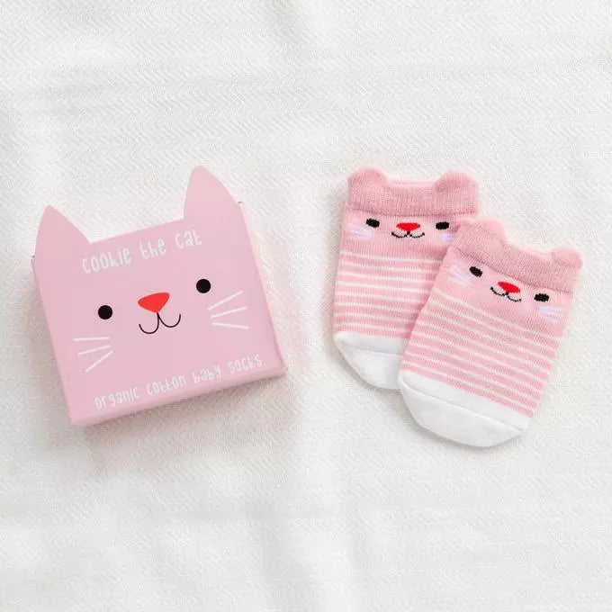 baby socks with cat character design suitable for newborns and young babies