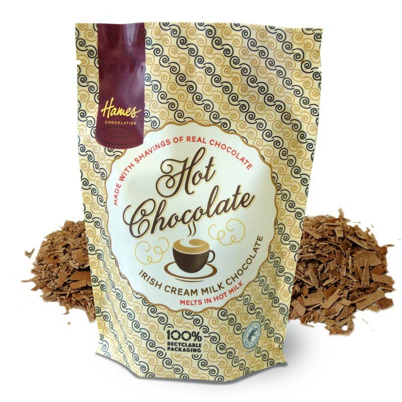 hames irish cream flavour hot chocolate shavings in 115g recyclable pouch
