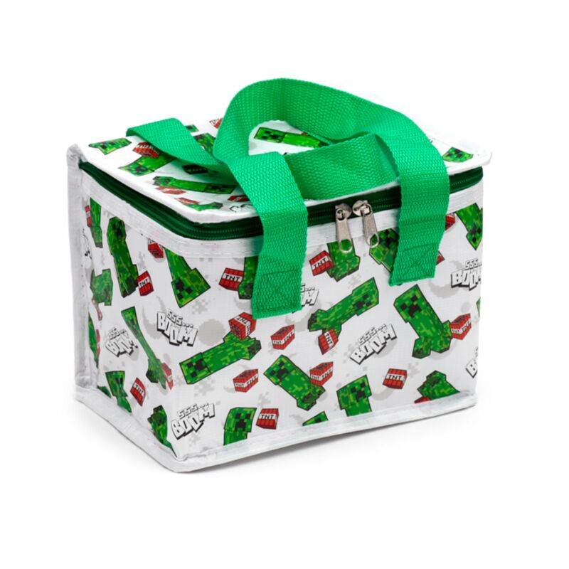 minecraft sss boom rpet insulated cool lunch bag with creeper front view