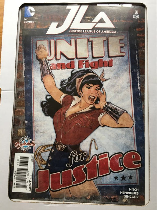 dc comics jla unite and fight for justice comic cover in clip frame