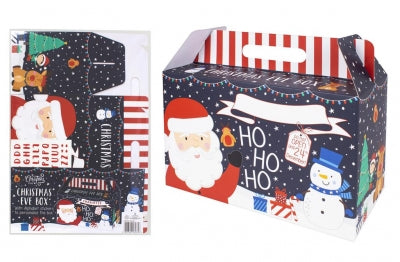 christmas santa and friends christmas eve box with toy shop design and carry handle