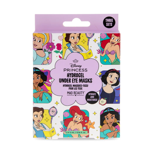 disney princess hydrogel under eye masks sachets showing colourful packaging
