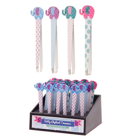 tweezers with elephant design, pointed and slanted tips for precision grooming
