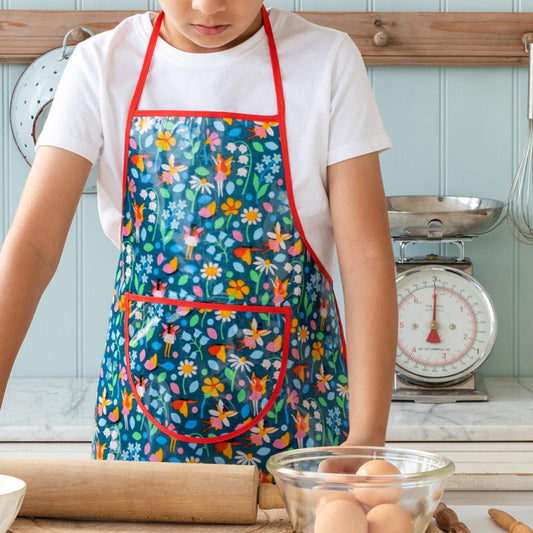 child's apron fairies design, lightweight apron with fairy illustration, ideal for baking, painting, and crafts, perfect for young children