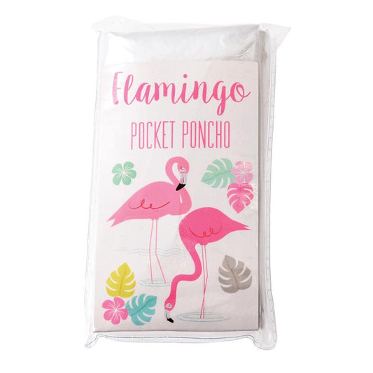 flamingo pocket poncho lightweight adult emergency rain poncho in compact themed packet