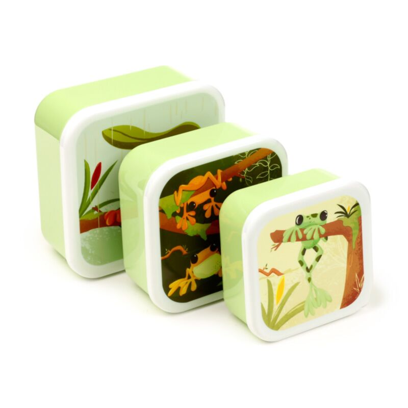 tropical tree frog nesting lunch boxes stacked together for compact storage