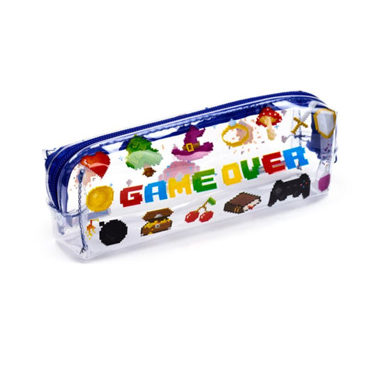 game over clear pvc pencil case closed