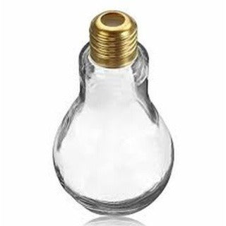 retro glass light bulb drinking glass showing metal screw cap