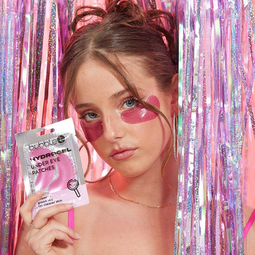 bubble t vitamin e & green tea under eye patches, hydrogel patches for under-eye area, reduces puffiness and fine lines, nourishes and hydrates skin