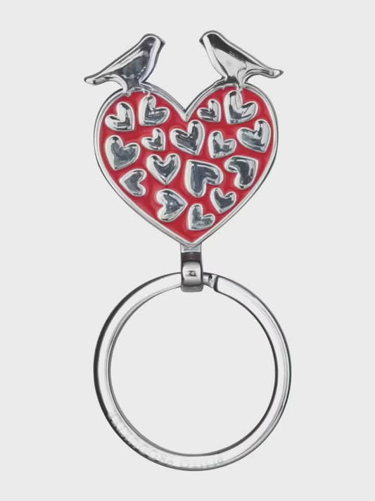 scandinavian heart key ring with love birds folk style decorative accessory