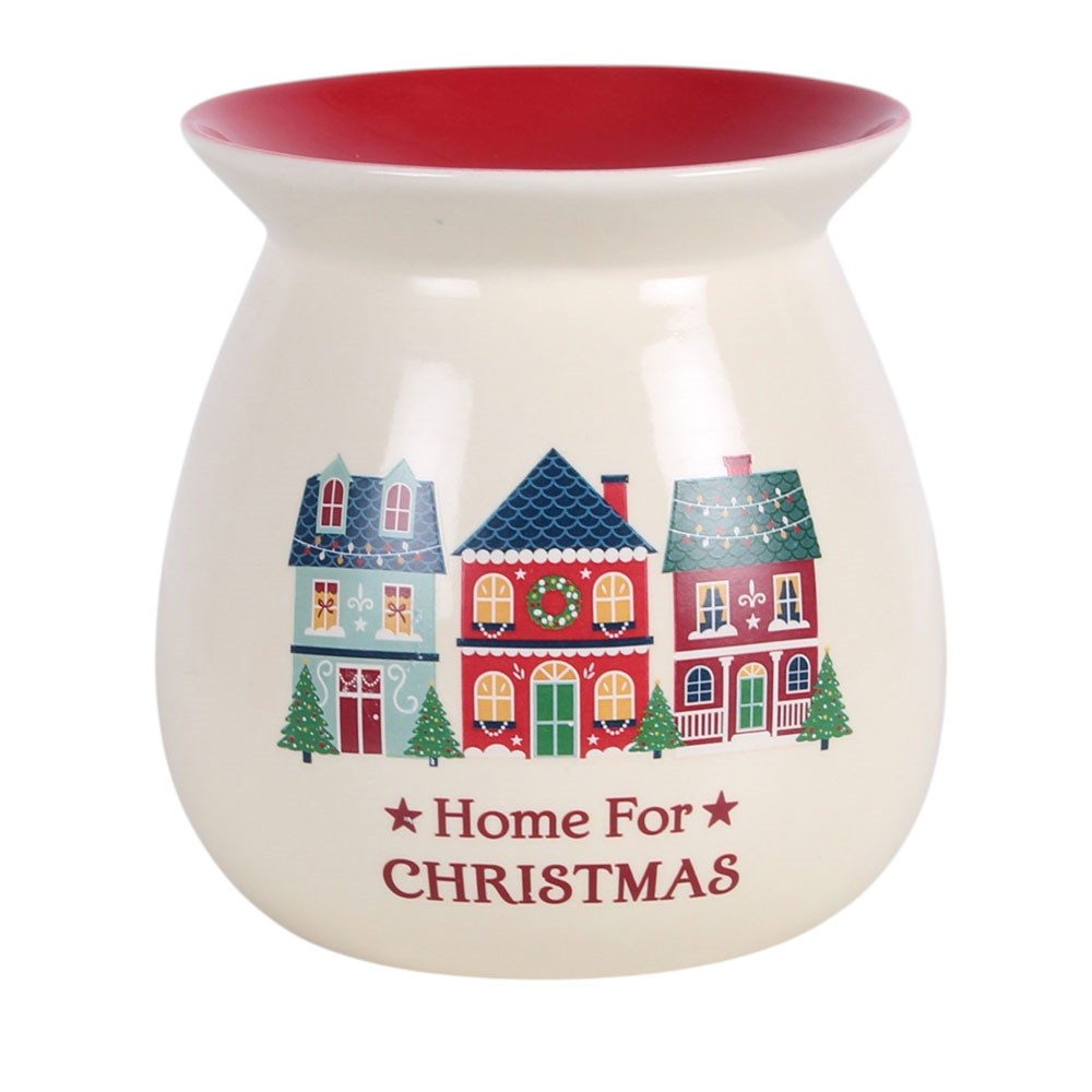 ceramic christmas oil burner featuring a charming festive village scene