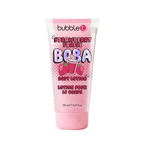 bubble t strawberry boba body lotion 150ml, lightweight lotion with strawberry fragrance, hydrates and softens skin, vegan-friendly and cruelty-free, ideal for everyday use