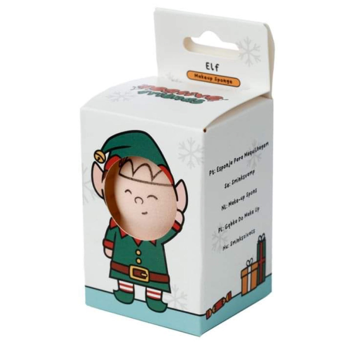 christmas festive friends makeup sponge, elf design, soft sponge for smooth makeup finish, ideal for Christmas beauty routines