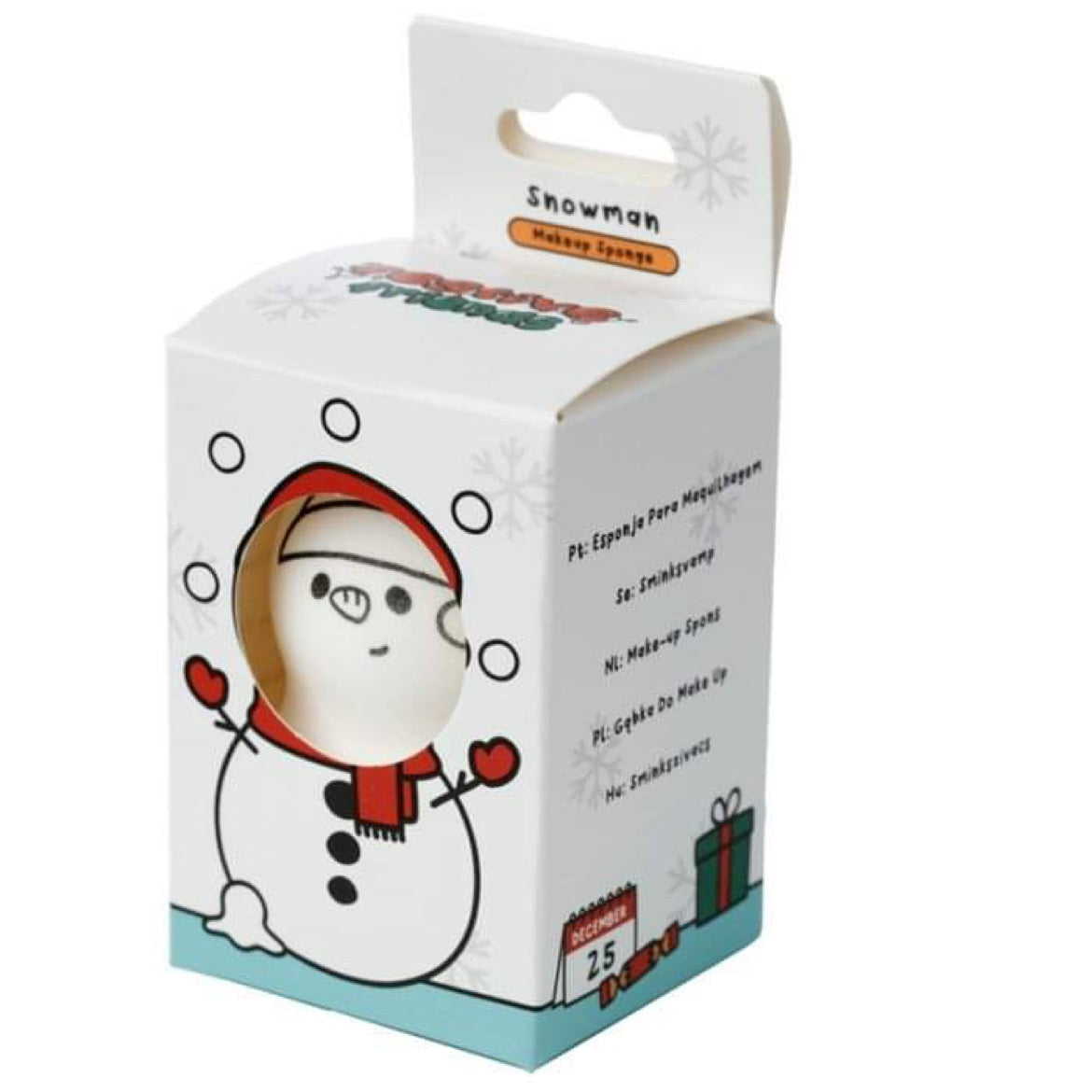 christmas festive friends makeup sponge, snowman design, high-quality sponge for flawless makeup application, fun addition to your holiday beauty essentials