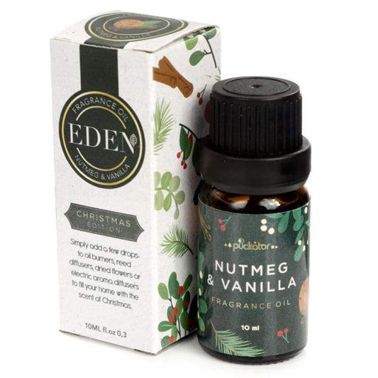 christmas nutmeg and vanilla bean fragrance oil bottle for festive home fragrance