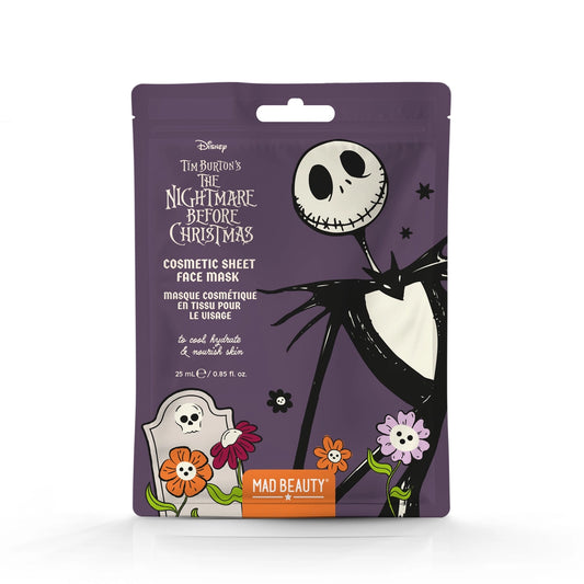 mad beauty disney jack skellington peach sheet face mask with hyaluronic acid