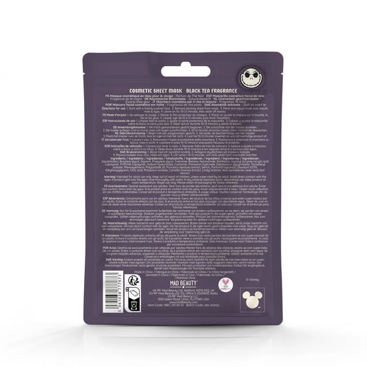 mad beauty disney jack skellington peach face mask rear packaging showing ingredients