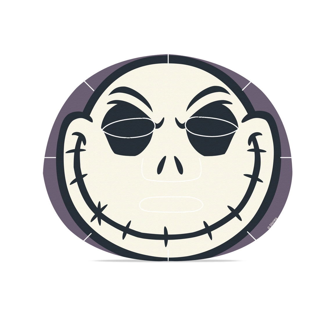 close up of jack skellington skull design on mad beauty disney face mask packaging