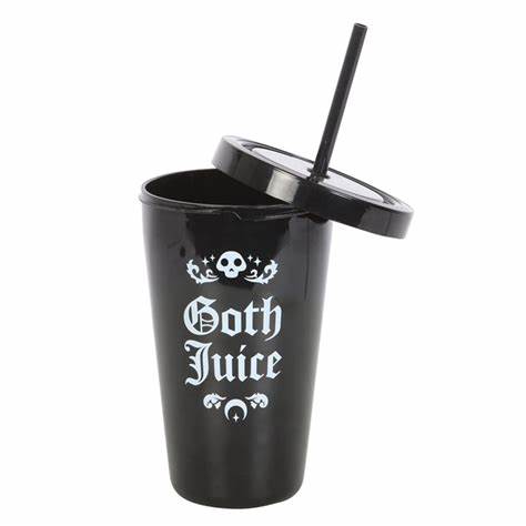 goth juice plastic tumbler with straw gothic style reusable cold drinks cup