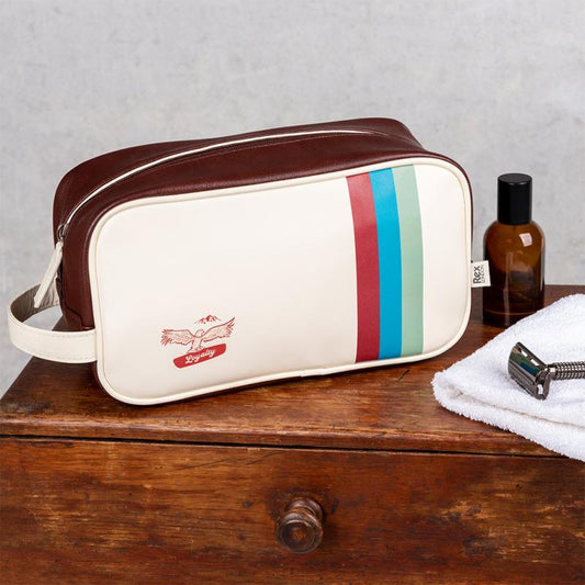 mens loyalty wash bag with zip fastening grab handle and internal pockets for travel