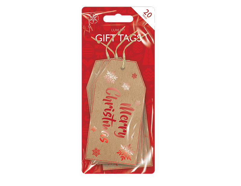 christmas luxury gift tags 20 pack, gold foil “happy christmas” lettering, 12cm x 5.5cm, perfect for adding a premium touch to gift bags, boxes, or parcels