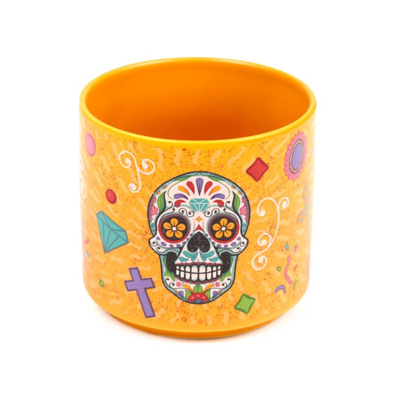 front view of colourful day of the dead porcelain mug