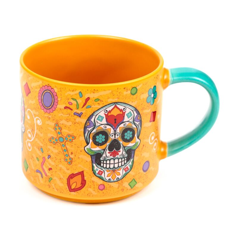 day of the dead porcelain mug with handle facing right
