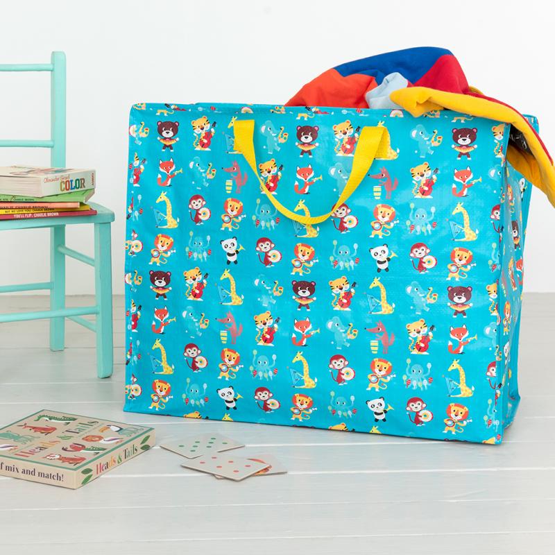 musical animals jumbo storage laundry bag for toys clothes bedding and playroom organisation