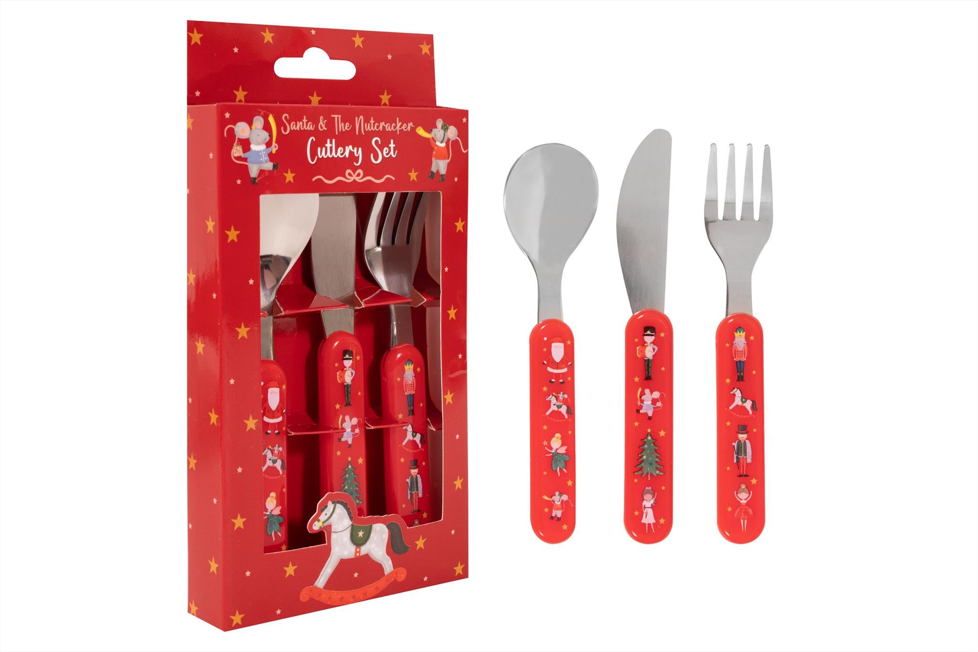 christmas nutcracker cutlery set for kids boxed with fork knife and spoon