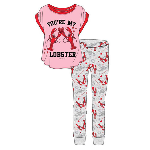 friends lobster ladies cotton pyjama set full outfit with tv inspired design