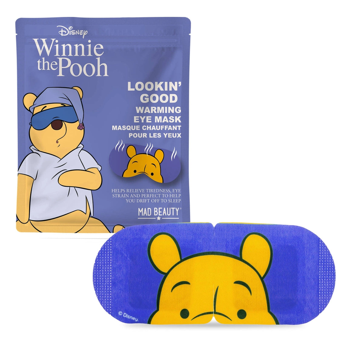 disney winnie the pooh warming eye mask with mask shown beside packaging