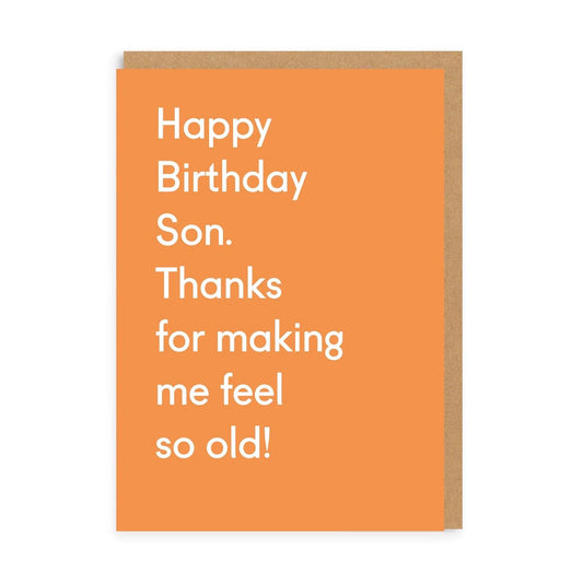 happy birthday son humorous greeting card with playful design by twin pines
