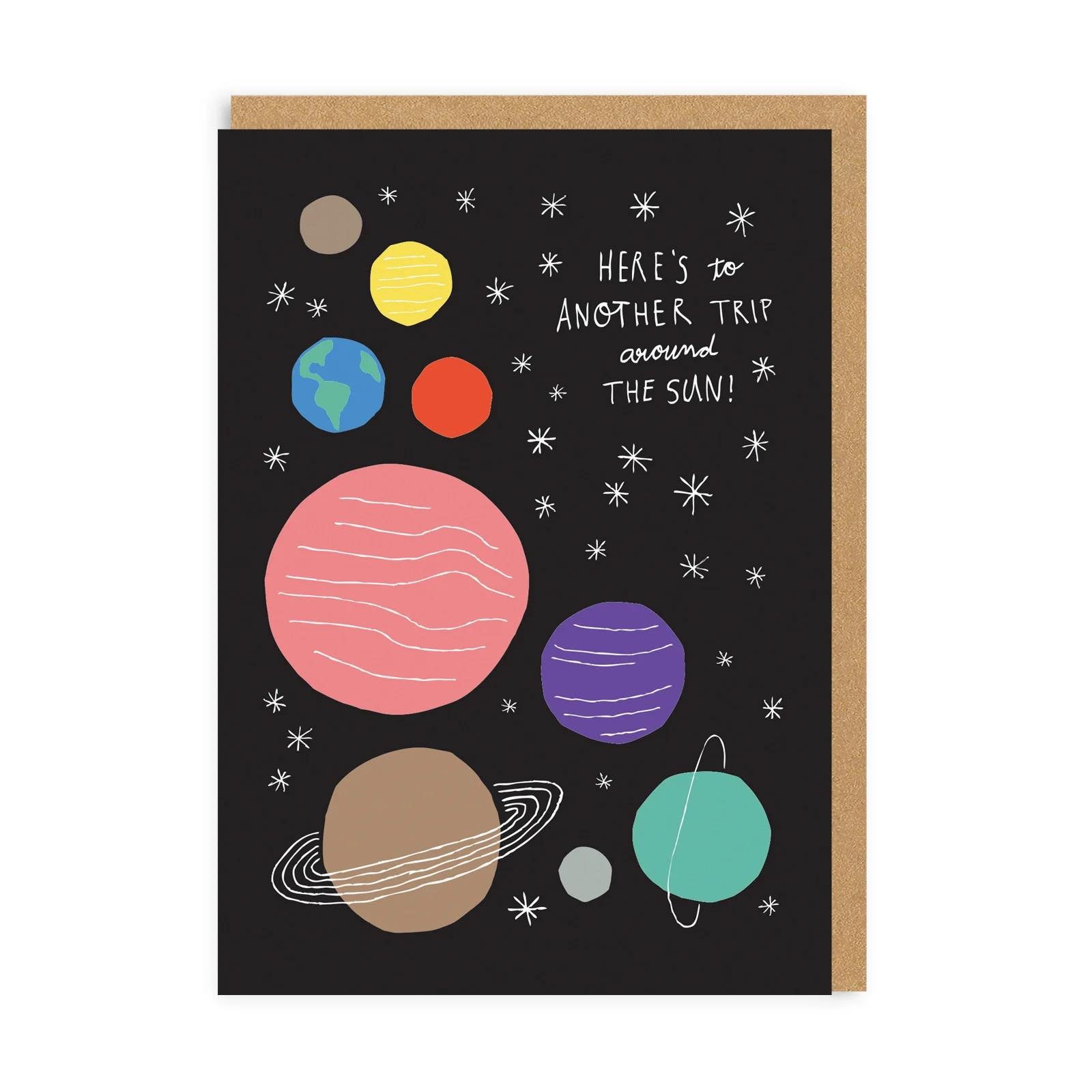 here’s another trip around the sun birthday card fun modern birthday greeting card