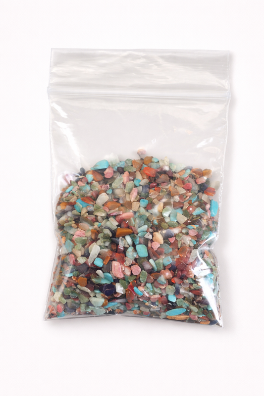 mixed gemstone fragments small pack in clear packet assorted tumbled stones craft supplies