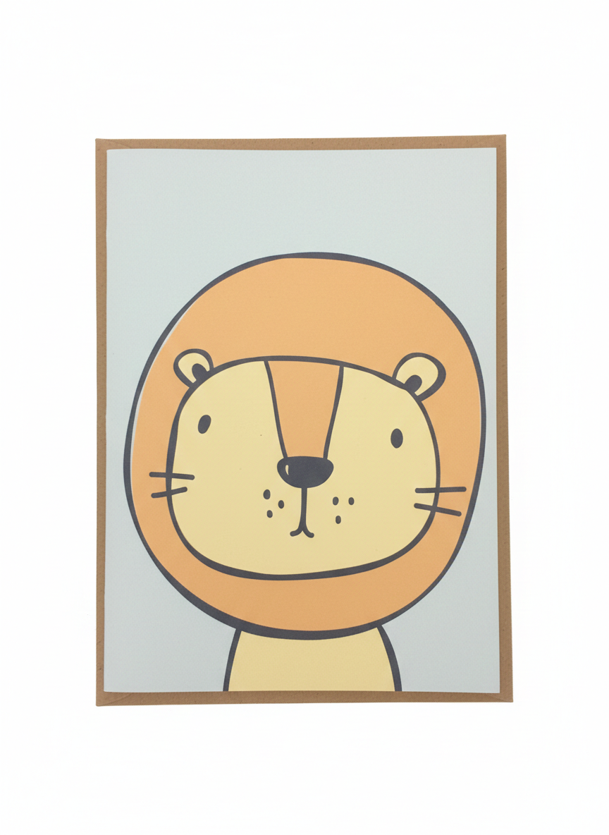 blank greeting card with lion illustration simple natural design versatile card blank inside