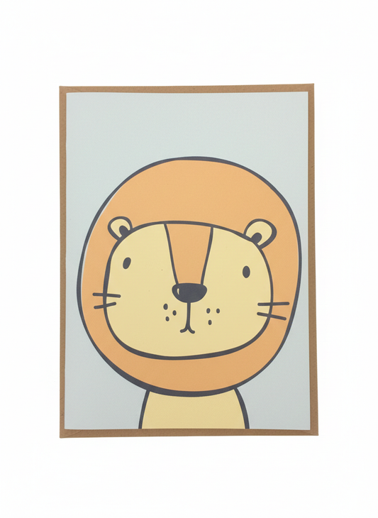 blank greeting card with lion illustration simple natural design versatile card blank inside