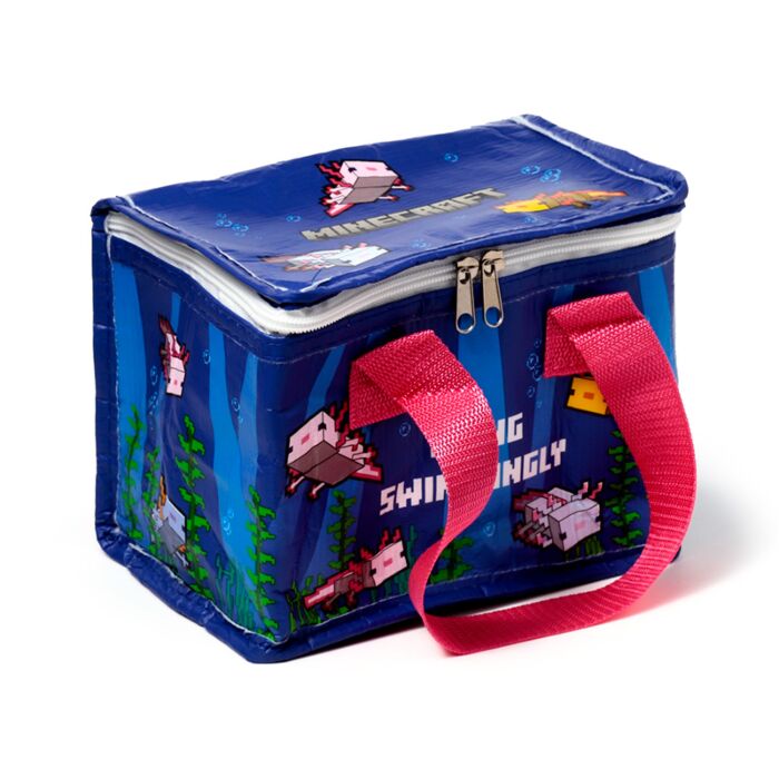 Minecraft Axolotl Insulated Cool Bag Lunch Bag featuring playful character design