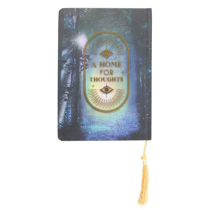 back view of enchanted woods a5 journal showing complementary illustrated design