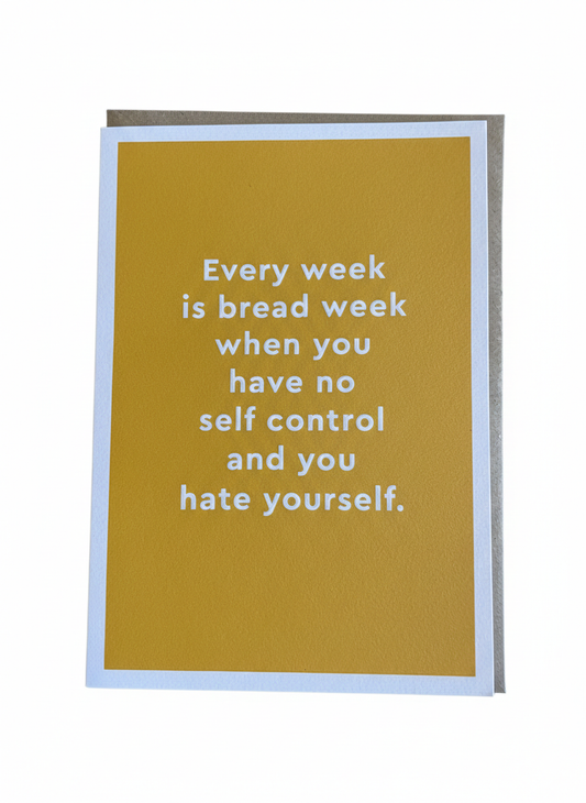 humorous greeting card bread themed illustration witty design blank inside uk made